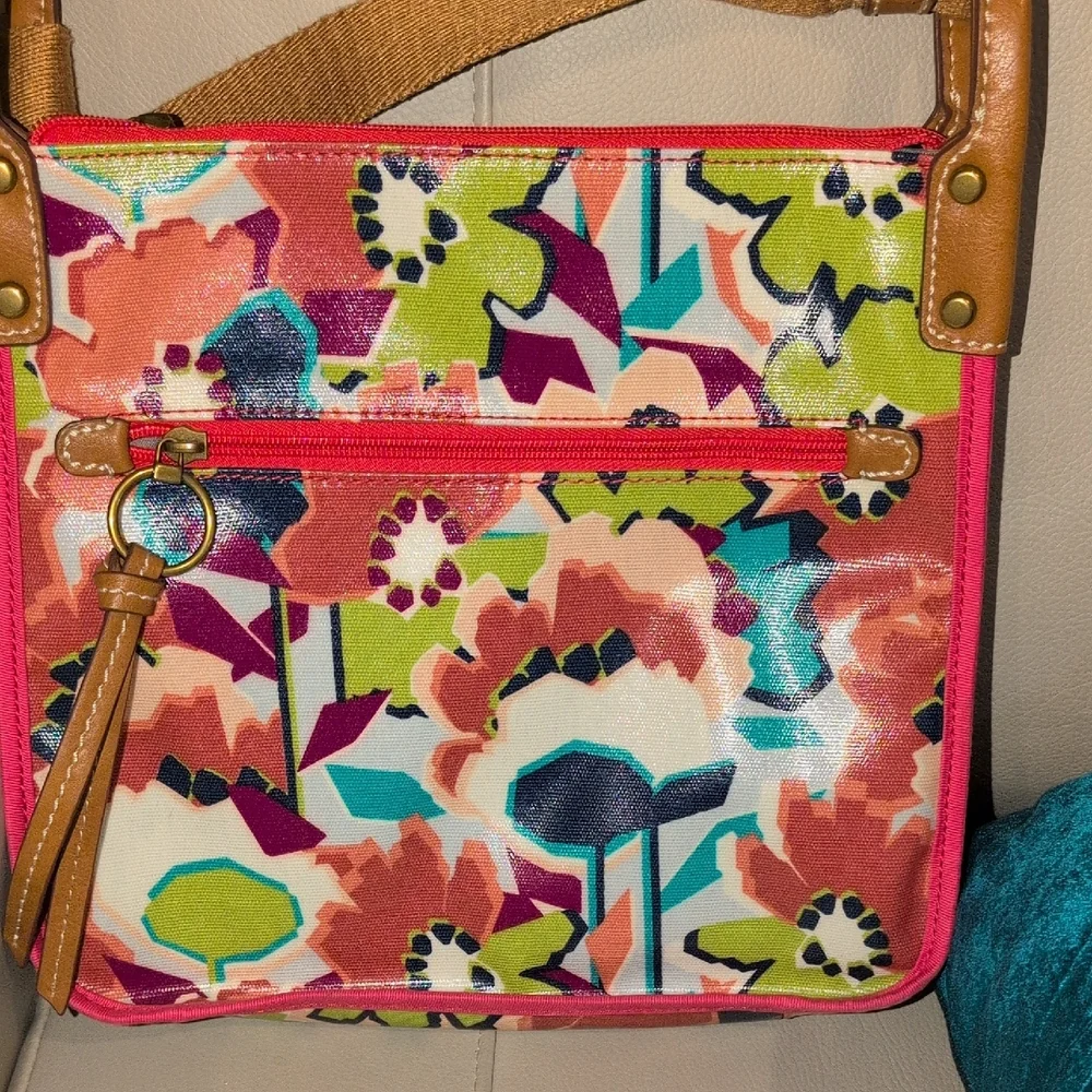 Fossil Floral Canvas Crossbody Bag